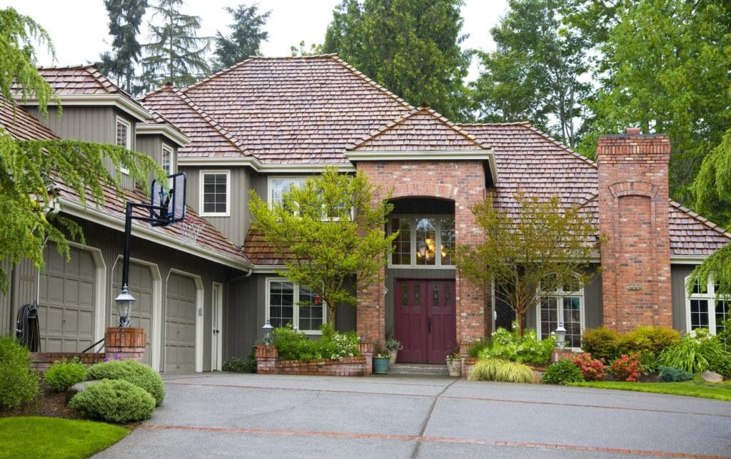 beautiful house with designer shingles